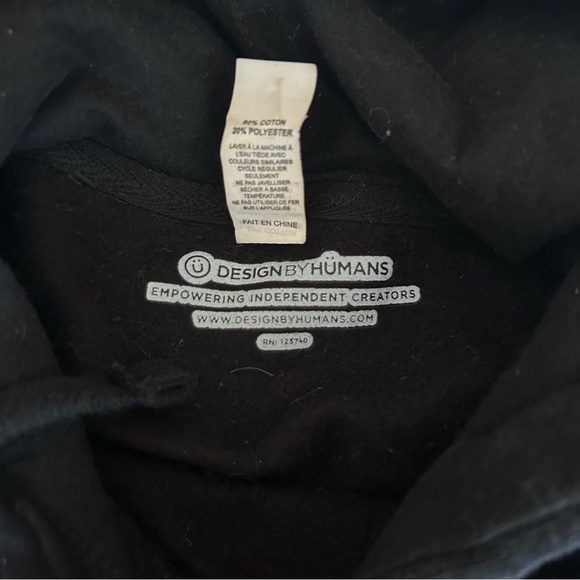 LIRIK Design by Humans Black Cat Face Hoodie Size Small - Picture 8 of 11